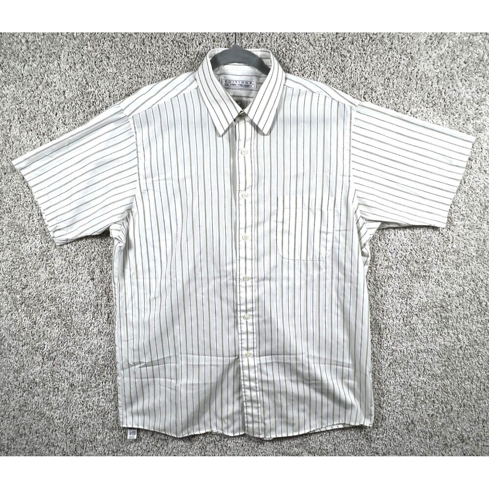Editions by Van Heusen Shirt Mens Multicolor Striped Short Sleeve size 16